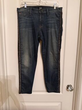 Hudson Jeans Womens Dark Wash Jeans with Side Beaded Trim